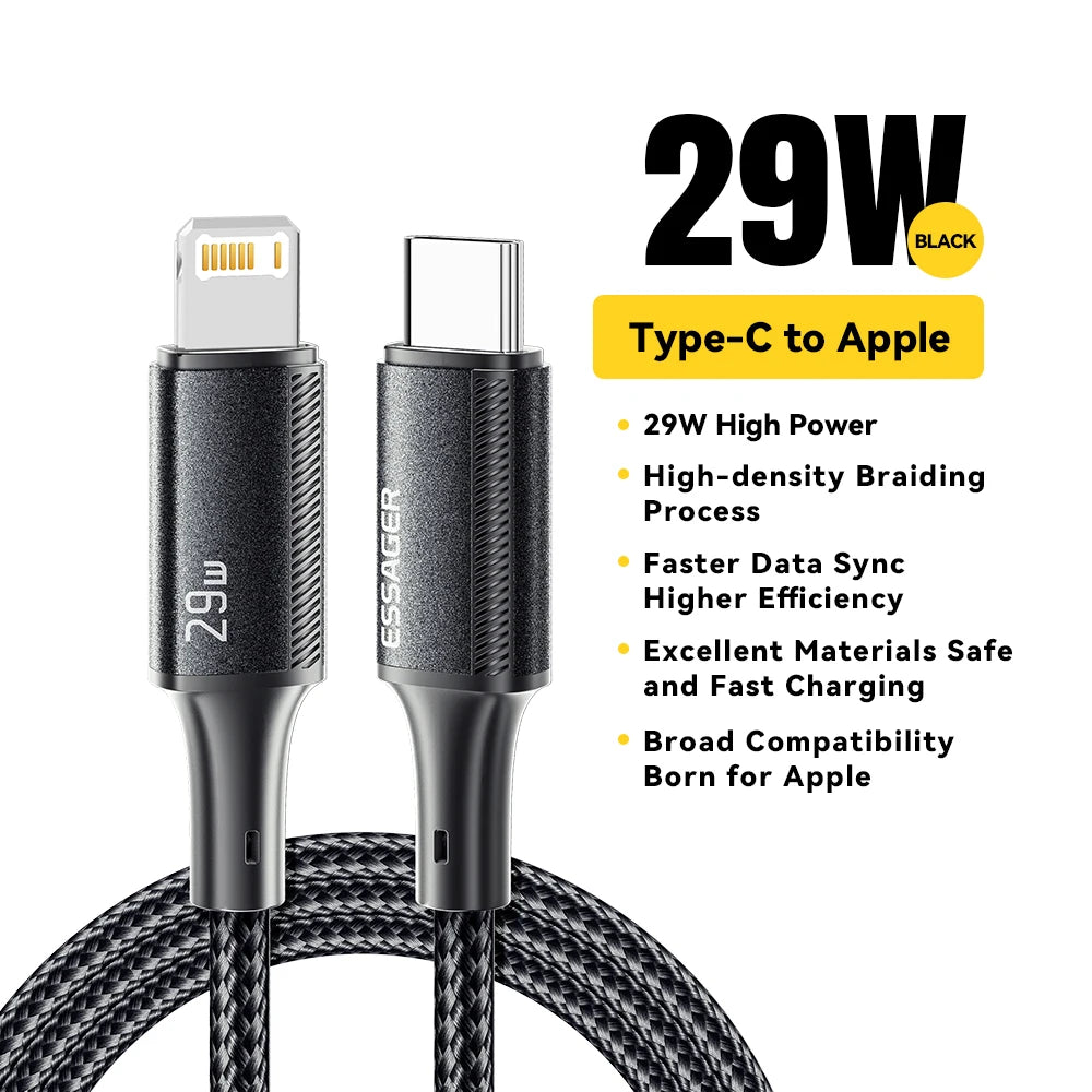 Essager USB C Cable For iPhone 14 13 12 11 Pro Max Xs 8 Plus iPad Macbook Wire 29W PD Fast Charging Type C To Lighting Data Cord