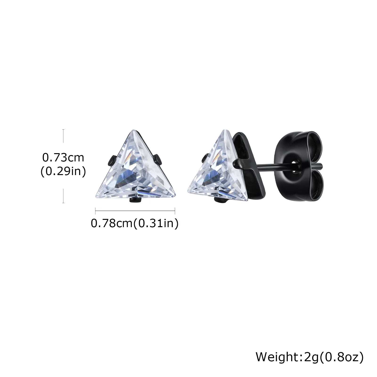 Men Stud Earring,Triangle Pierced Crystal Zircon Stud Earrings,Stainless Steel Tiny Minimalist Studs for Mens Women Jewelry